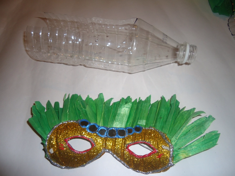 Eco art tutorial-tribal mask from plastic bottle