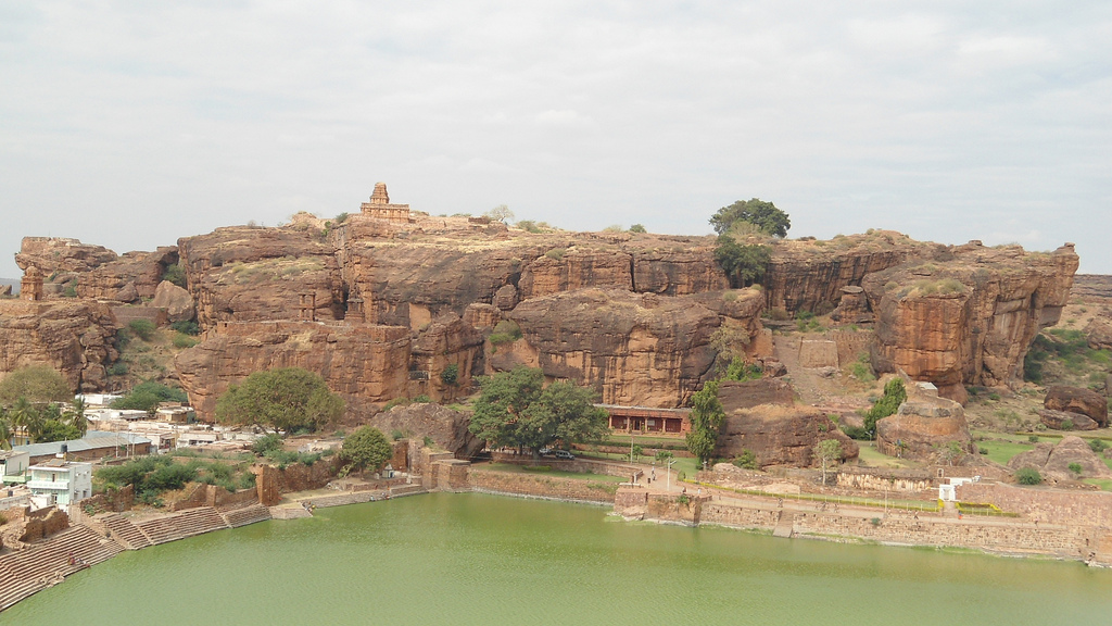 badami caves temple karnataka-Panaromic view badami caves temple karnataka-Panaromic view
