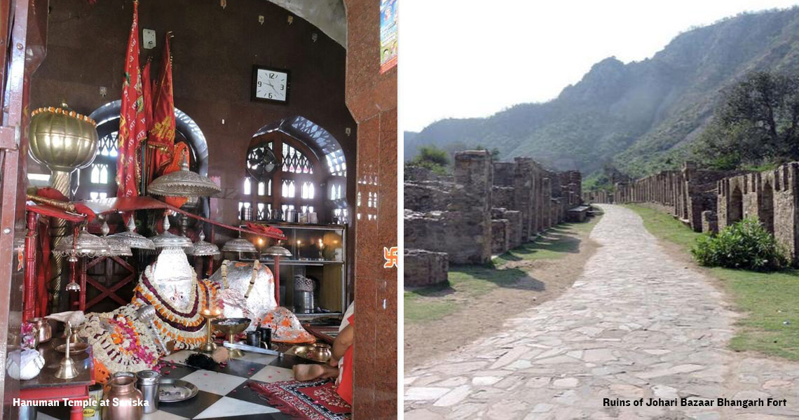 Hanuman Temple at Sariska | Ruins of Johari Bazaar Bhangarh Fort Sariska