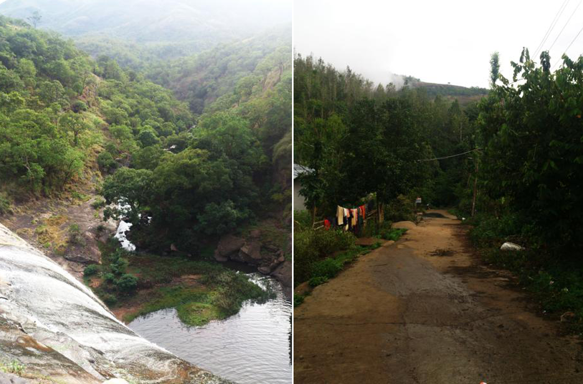 Water falling off the cliff into the pool and continuing as river | Walk Downhill - Elephant Valley