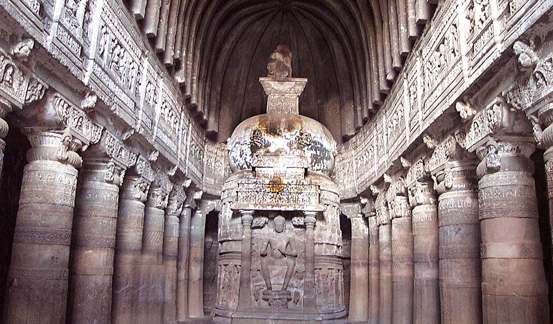 This photo “Ajanta_Ellora_caves-_Maharashtra,India” @wikipedia from Yashasvi nagda made available under an Attribution license.