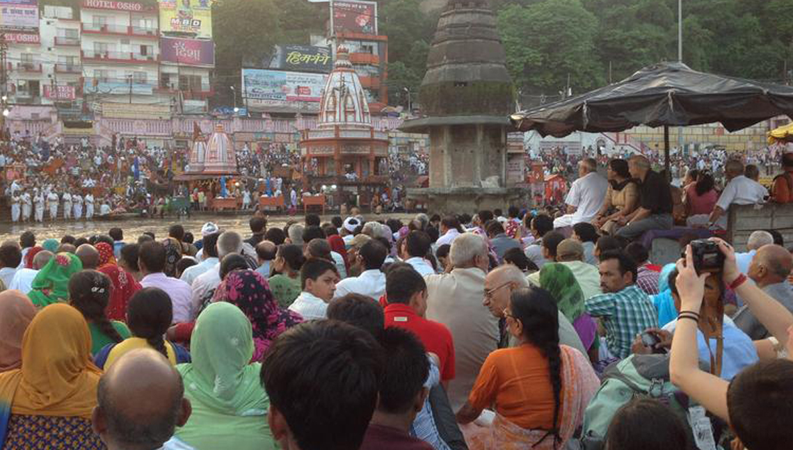 Evening aarti by the banks of the Ganga in Haridwar