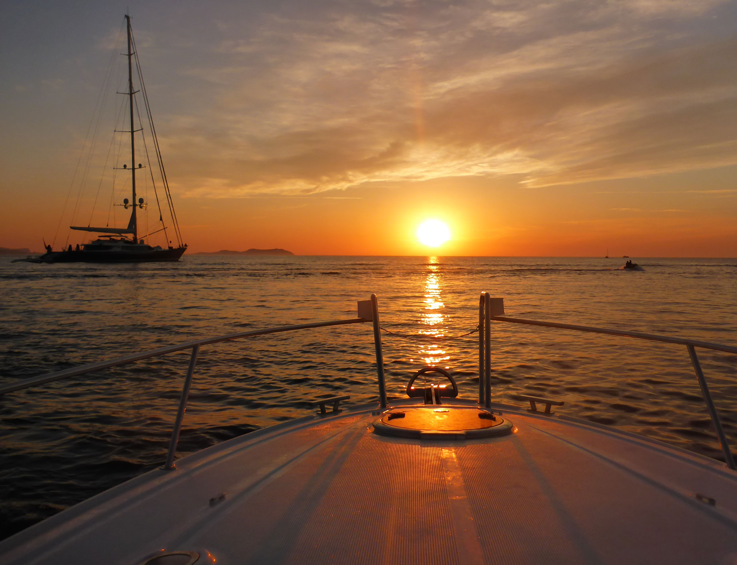 Boating at sunset